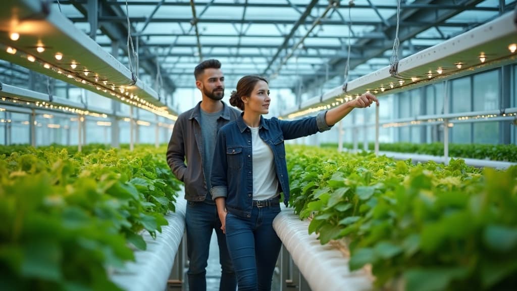 RootedUp consultants walking through a greenhouse with a commercial grower